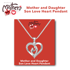 Mother-daughter-son Heart Pendant Necklace