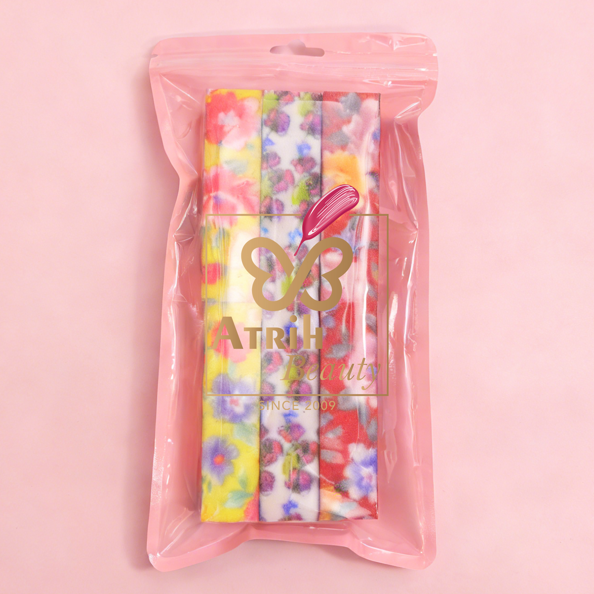 Set of 3 4-Way Nail Buffer Block Floral Print Nail Buffer