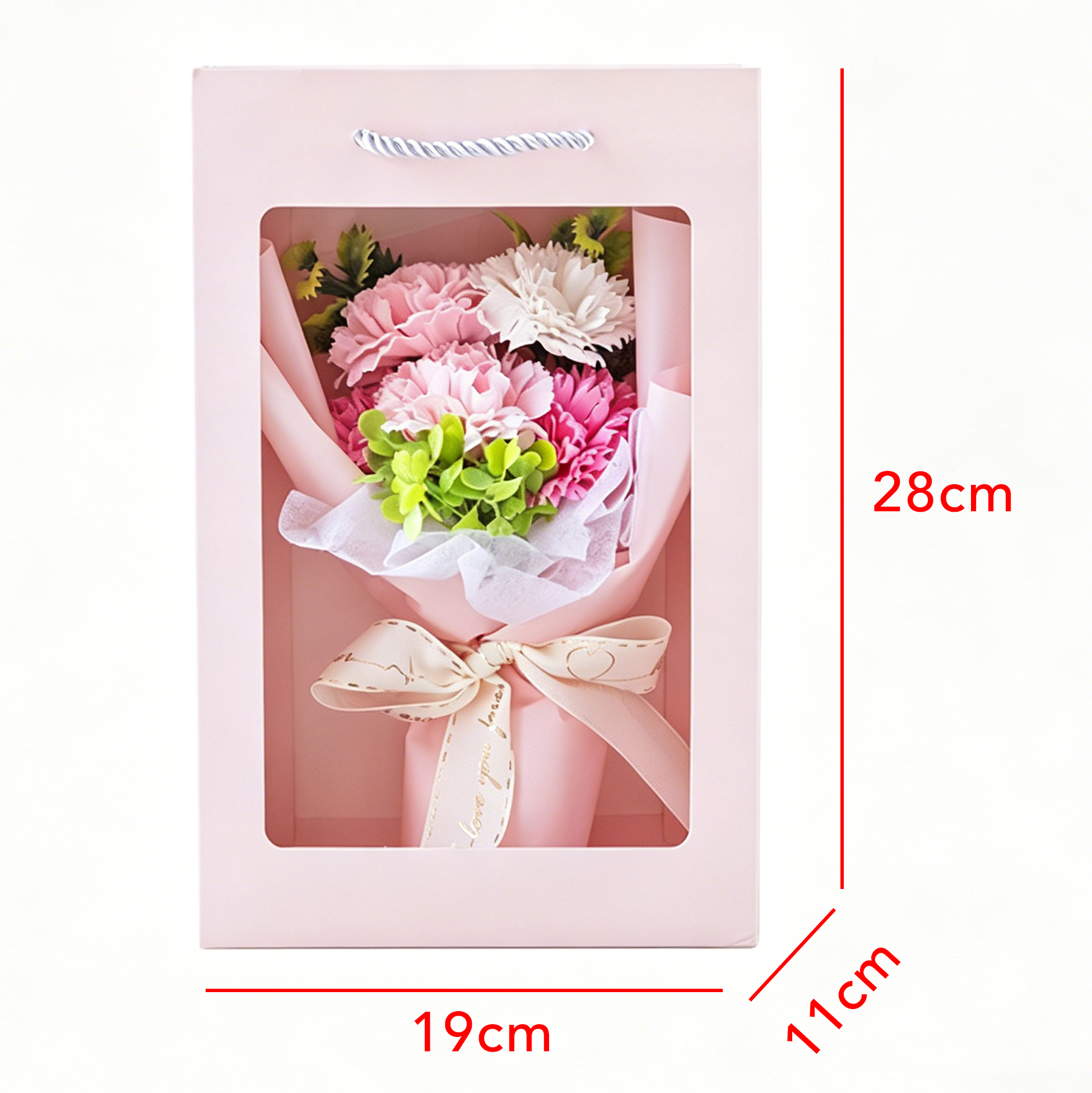 Light Pink Artificial Carnation Flower Bouquet with Gift Box
