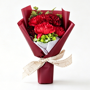 Artificial Red Carnation Flower Bouquet with Gift Box