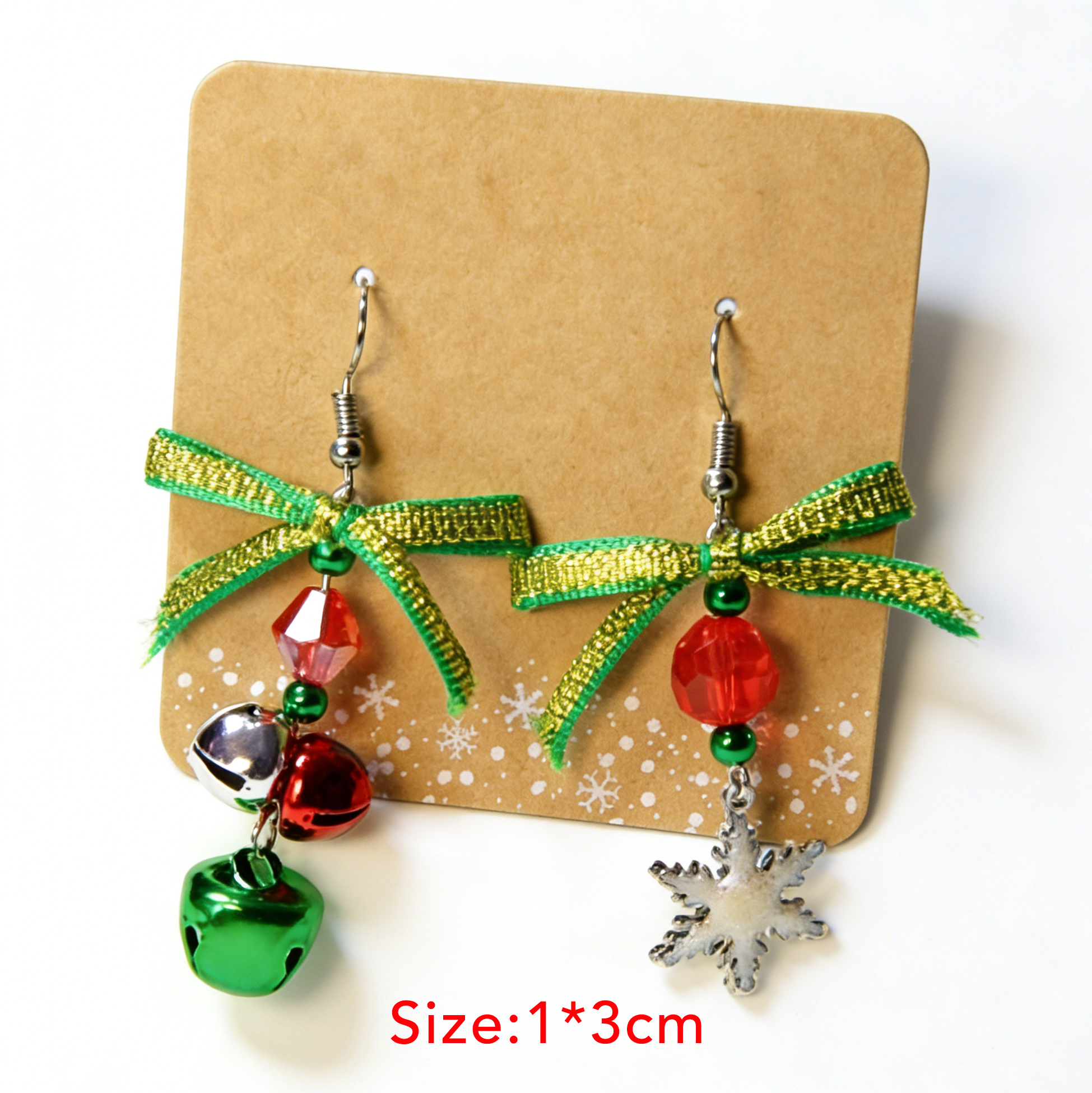 Christmas Bow Jingle Bell Snowflake Dangle Earrings