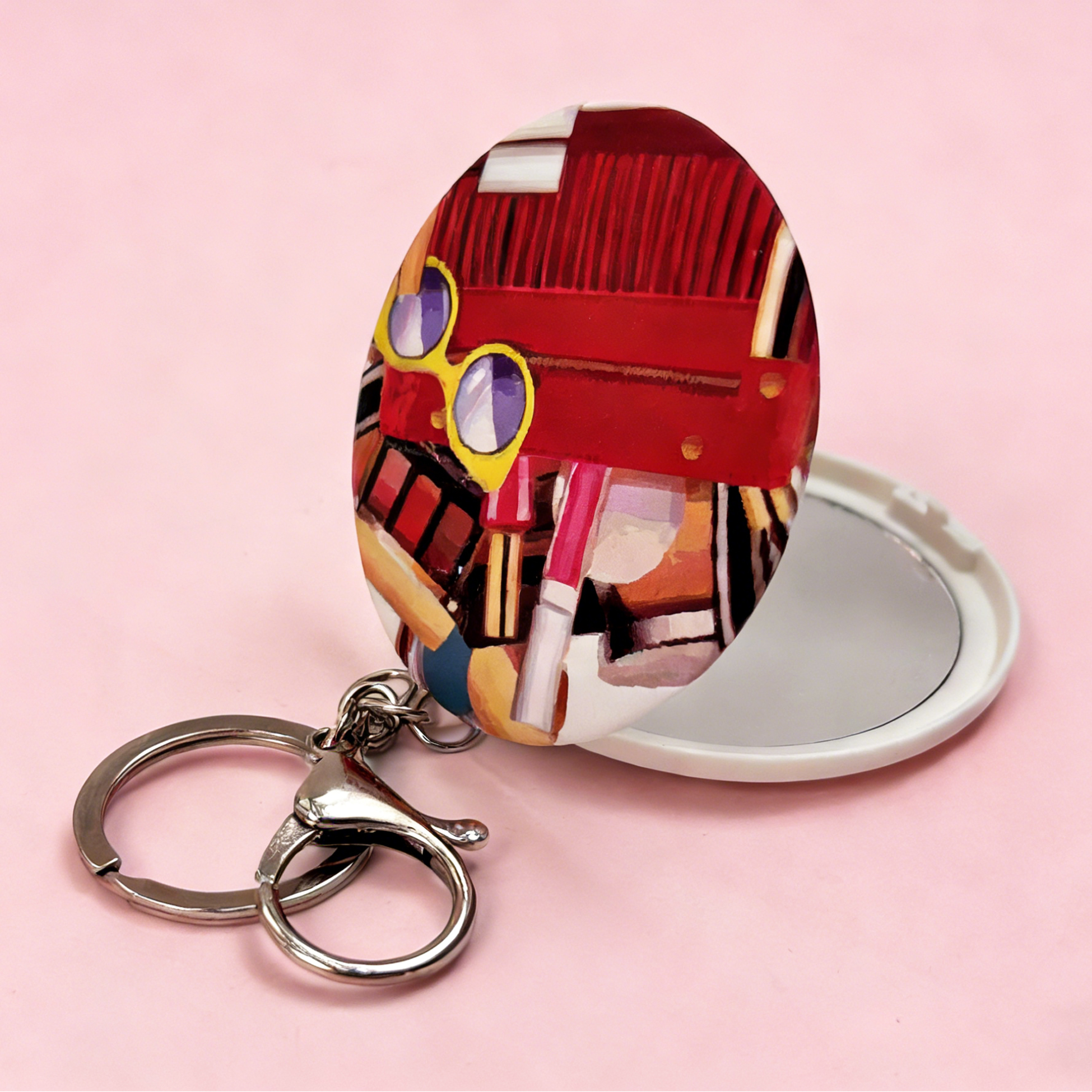 Retro Makeup Case Print Compact Mirror