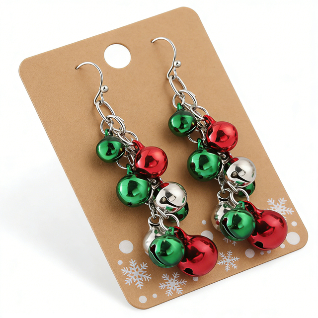 Christmas Jingle Bell Cluster Dangle Earrings