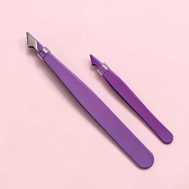 Slant Tip Tweezer Purple Eyebrow Tweezer