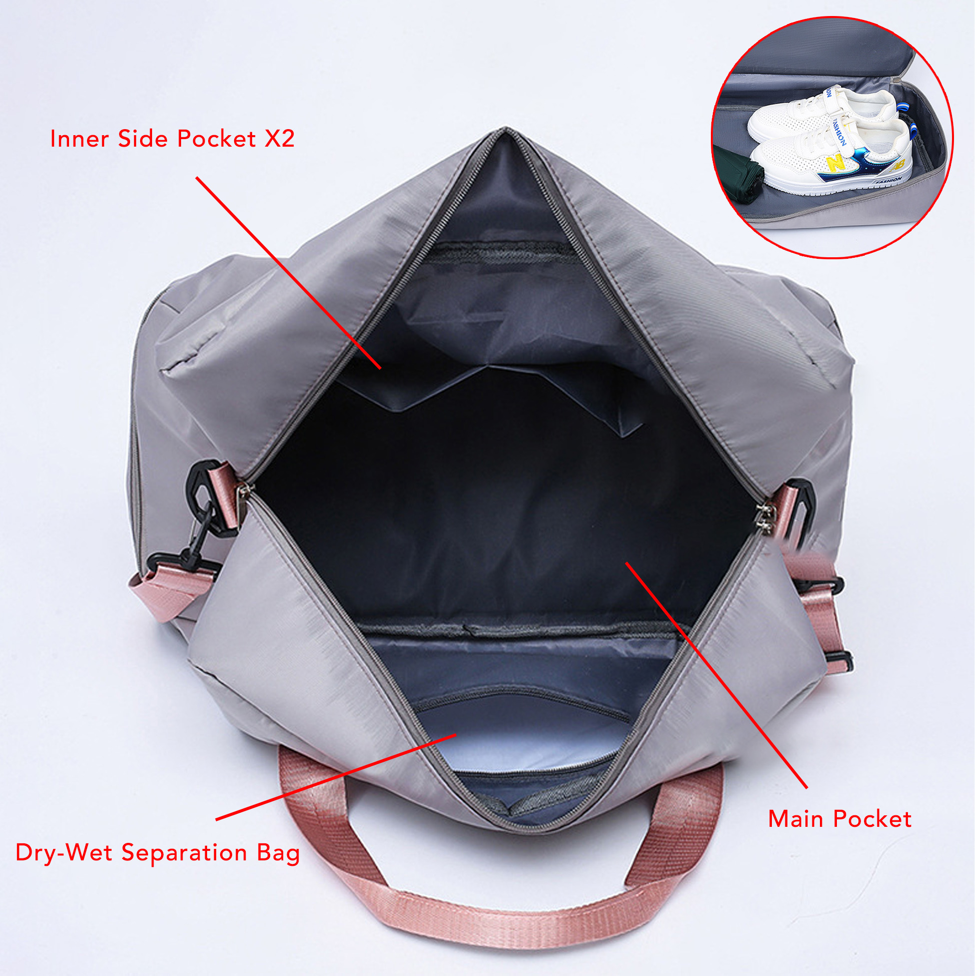 Expandable Travel Duffle Bag, Waterproof Weekender Overnight Bag