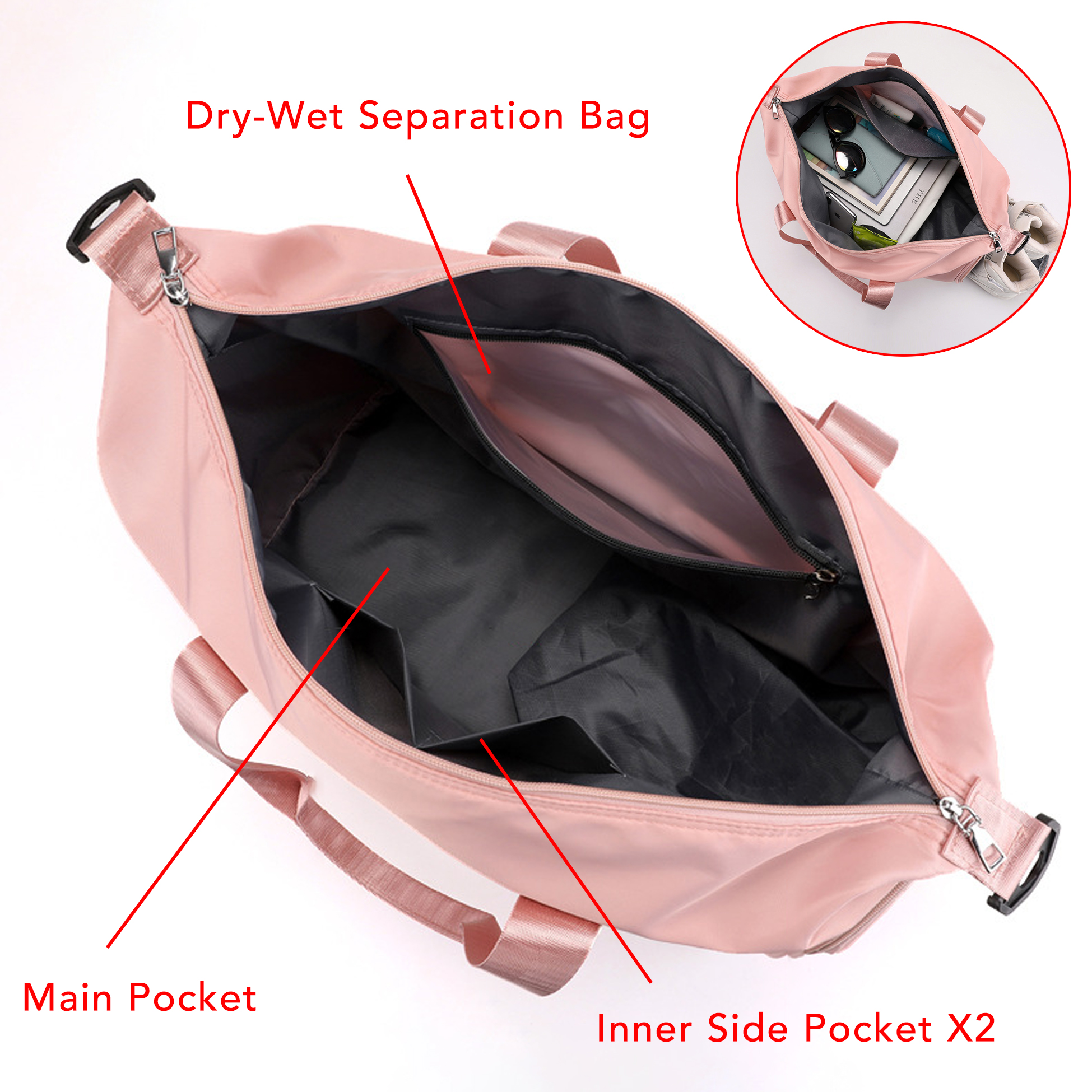 Sports Duffle Bag, Waterproof Gym Travel Weekender Bag