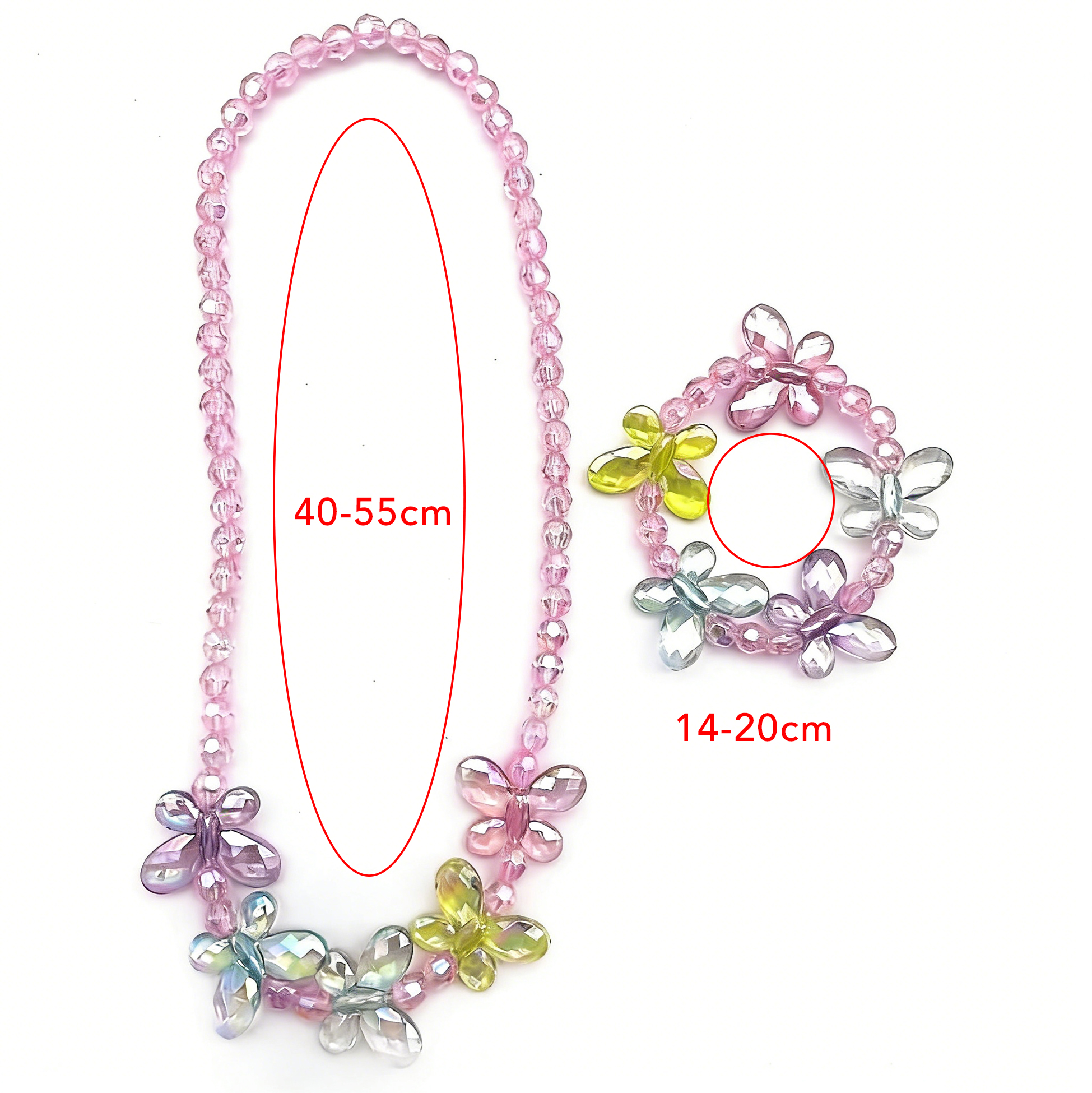 Kids Colorful Butterfly Beaded Necklace And Bracelet Set