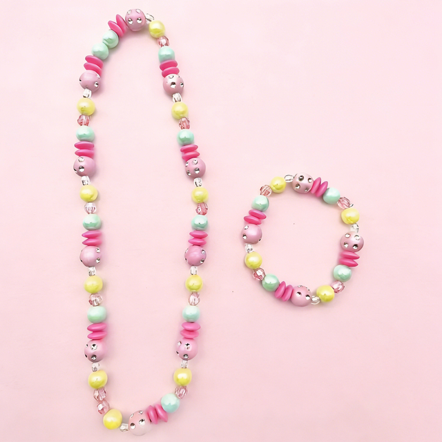 Kids Butterfly Beaded Necklace And Bracelet Set
