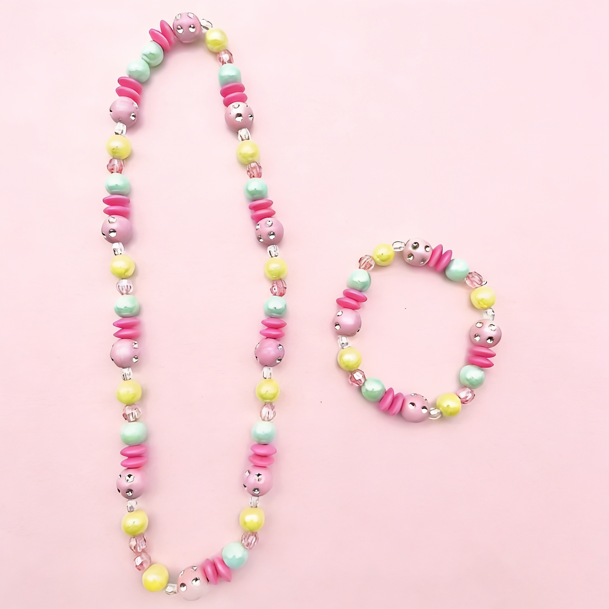 Kids Butterfly Beaded Necklace And Bracelet Set