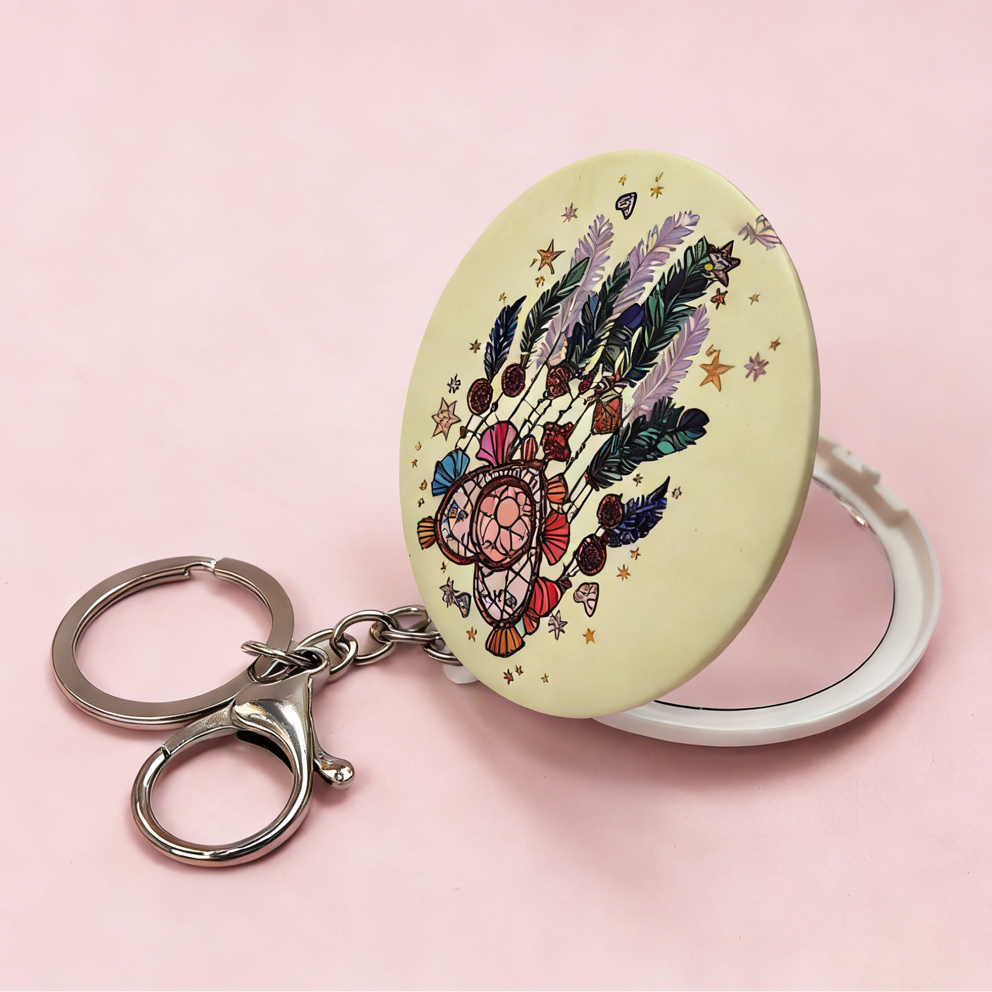 Heart Dreamcatcher Print Compact Mirror