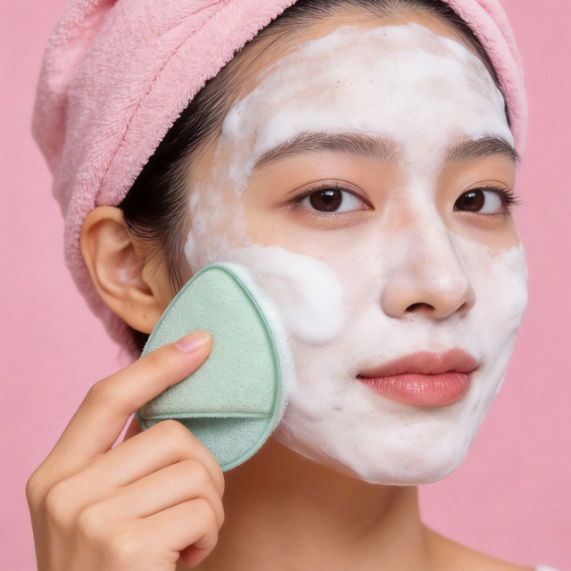 Set of 5 Green Facial Cleaning Puff