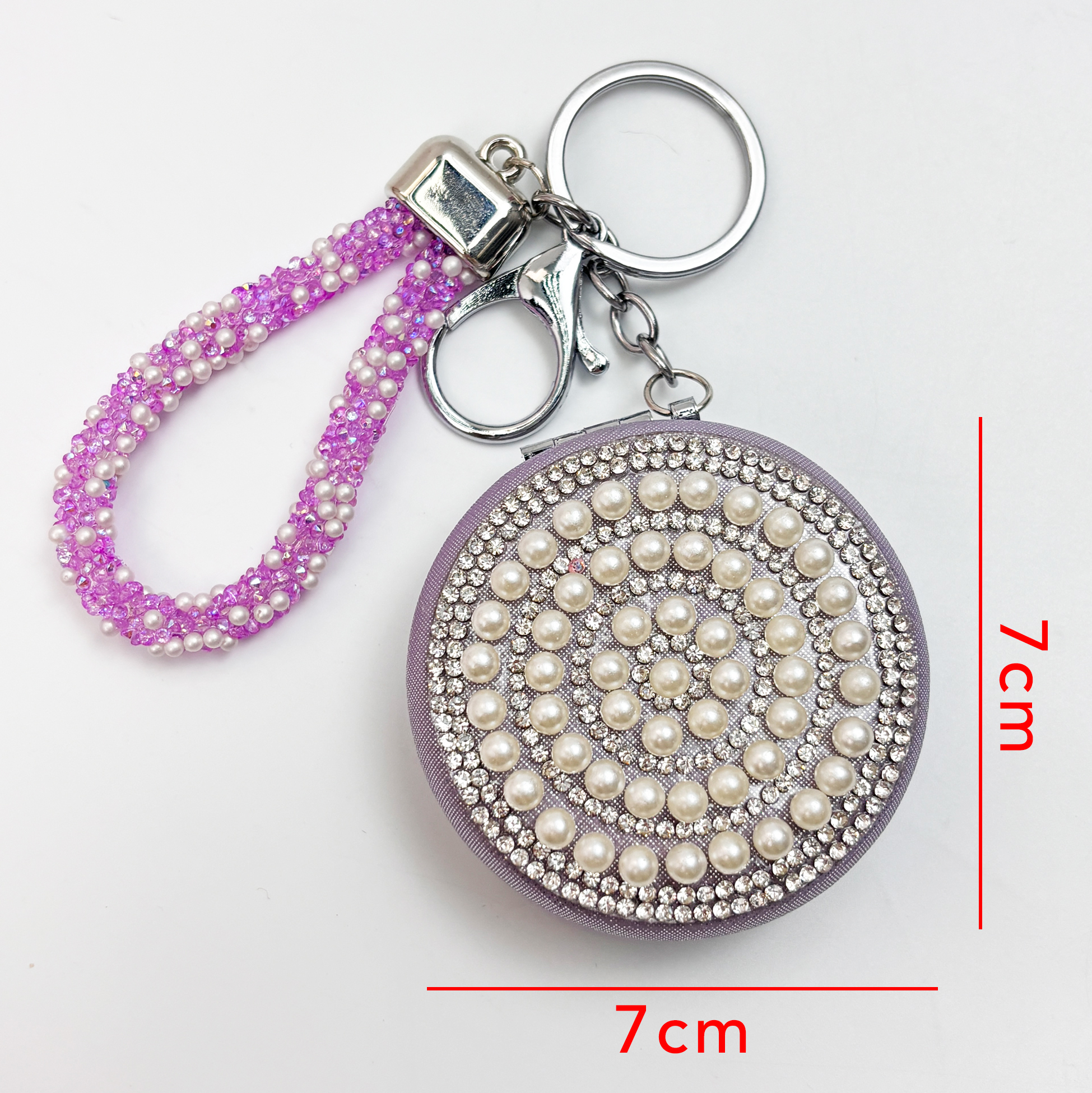 Pearl & Rhinestone Compact Mirror