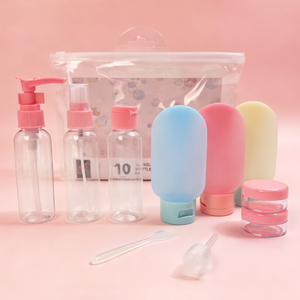 10 PCS Leak-Proof Toiletry Kit Pink Travel Bottles Set