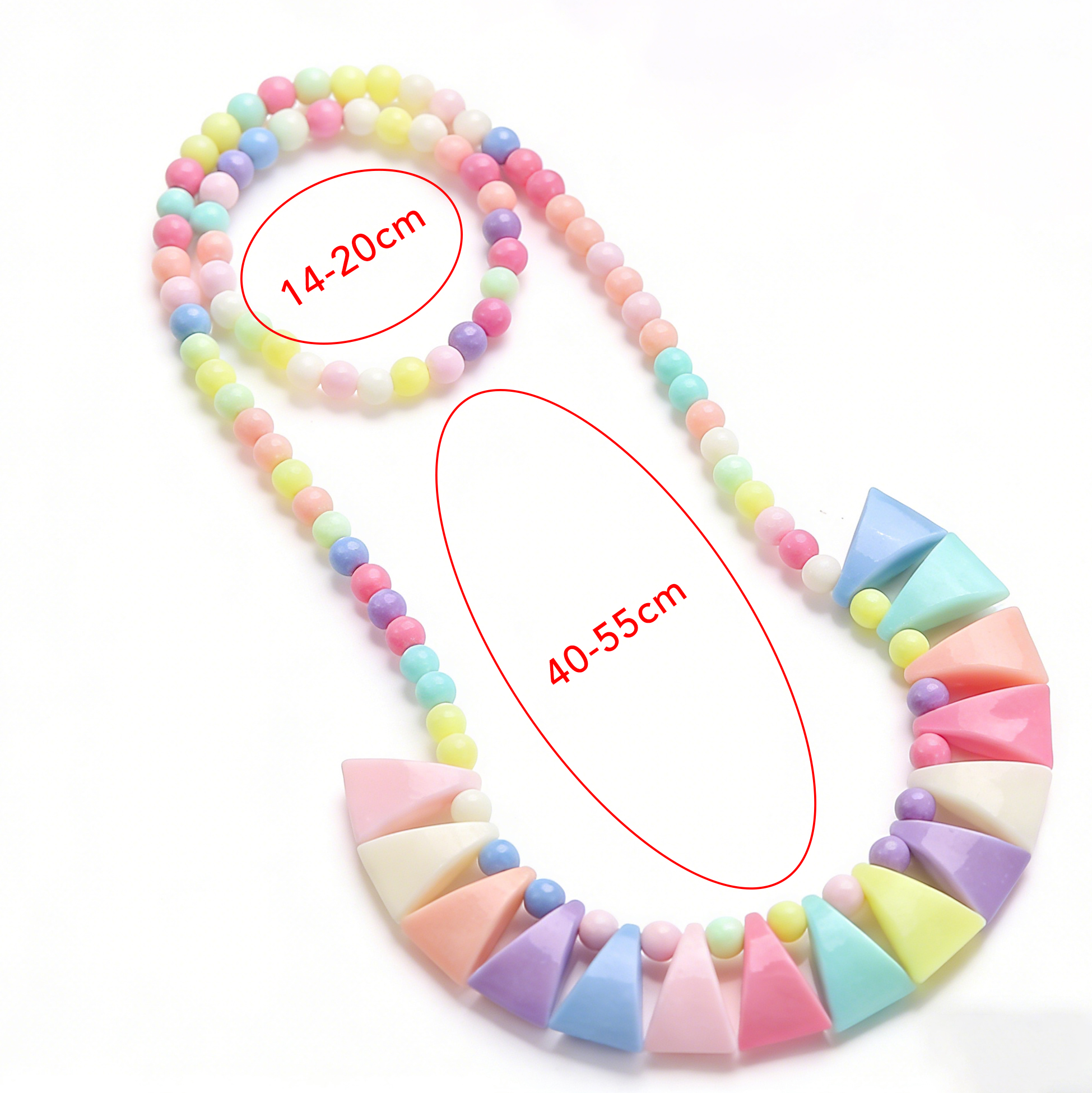 Kids Pastel Triangle Beaded Necklace And Bracelet Set