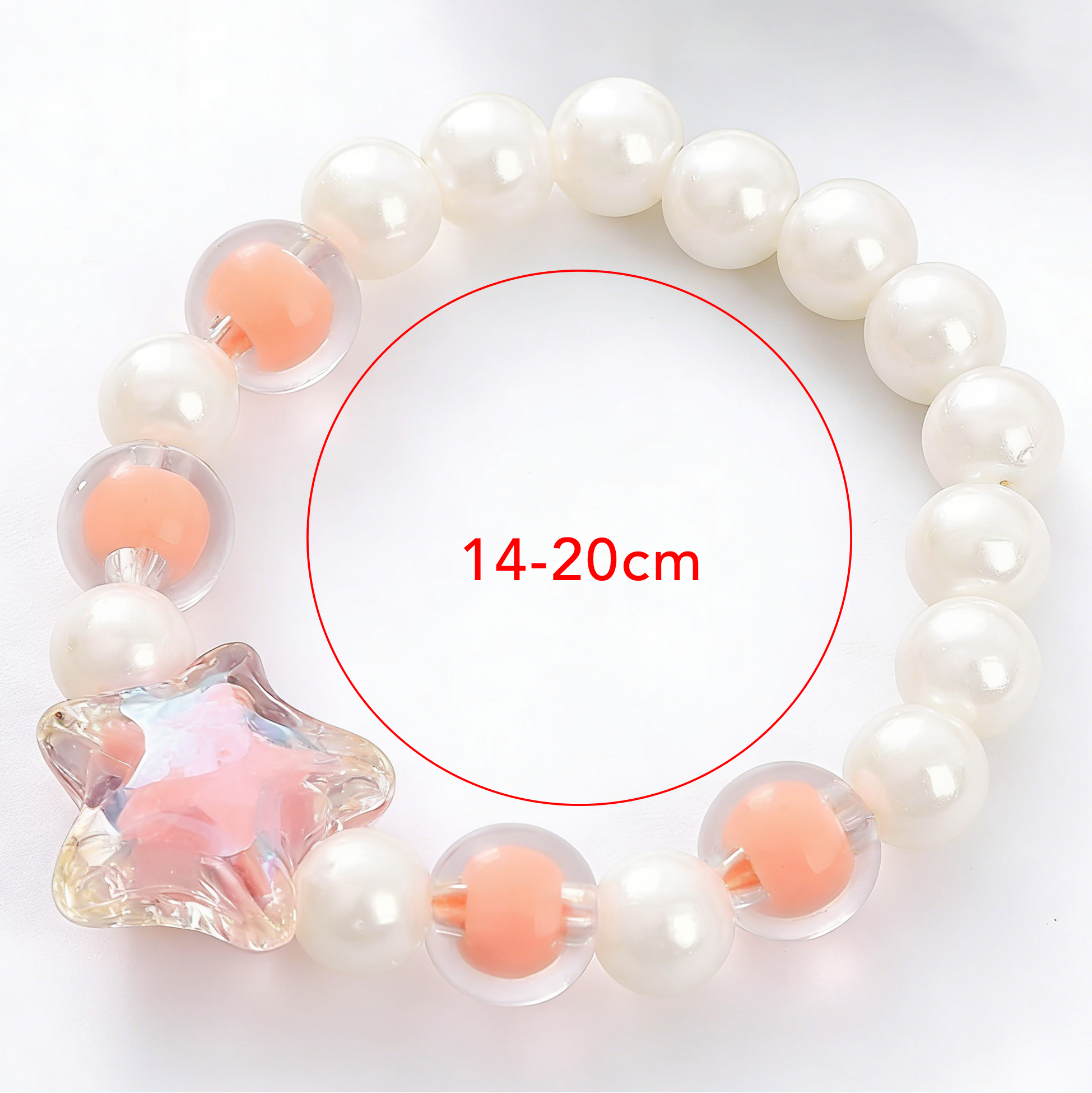Cute Pink Star Faux Pearl Bracelet for Girls