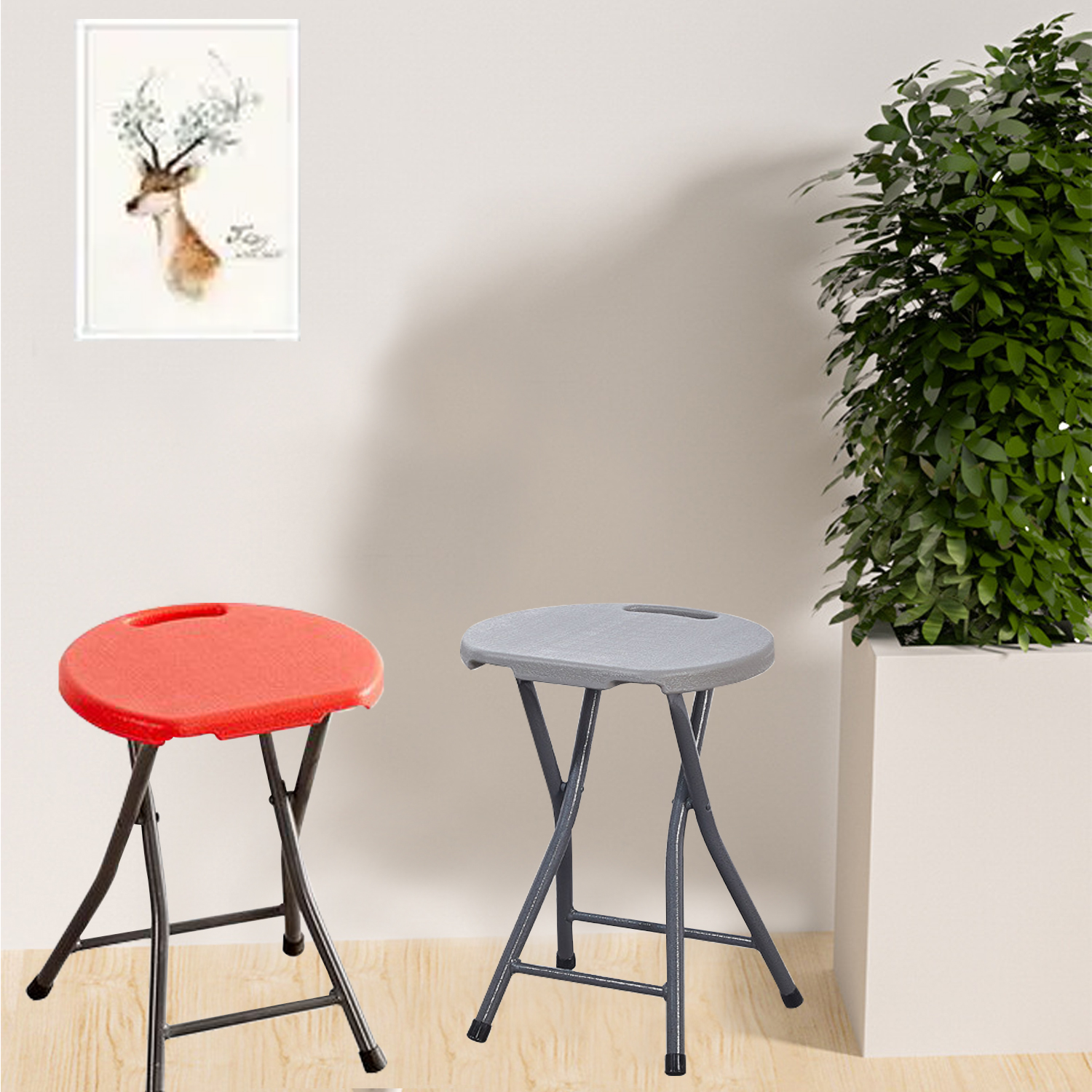 Plastic Stool Thickened Adult Simple Folding Chair Household Folding Stool Portable Outdoor Simplicity Small round Stool