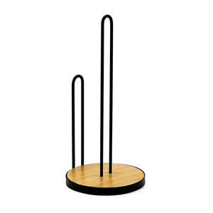 Wooden Bottom Metal Holder Vertical Paper Towel Holder Stand For Home Kitchen Countertop Living Room Napkins Paper Roll Holder Storage Rack