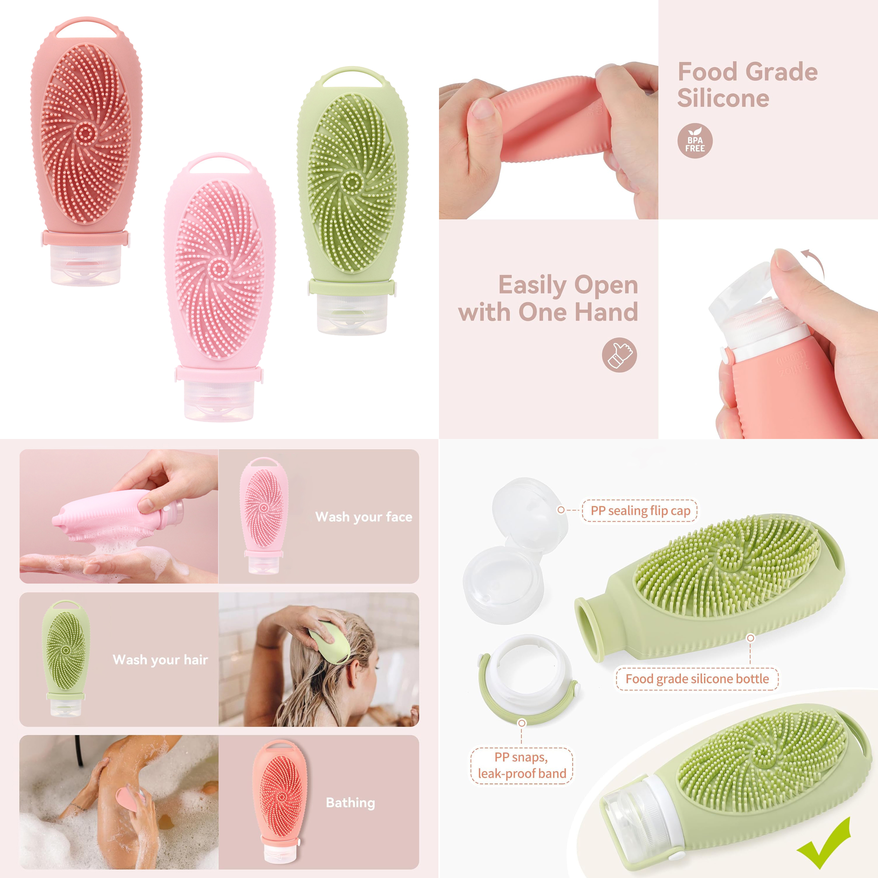 Silicone Travel Bottle with Soft Brush