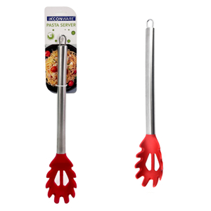 Premium Stainless Steel Handle Red Silicone Pasta Server