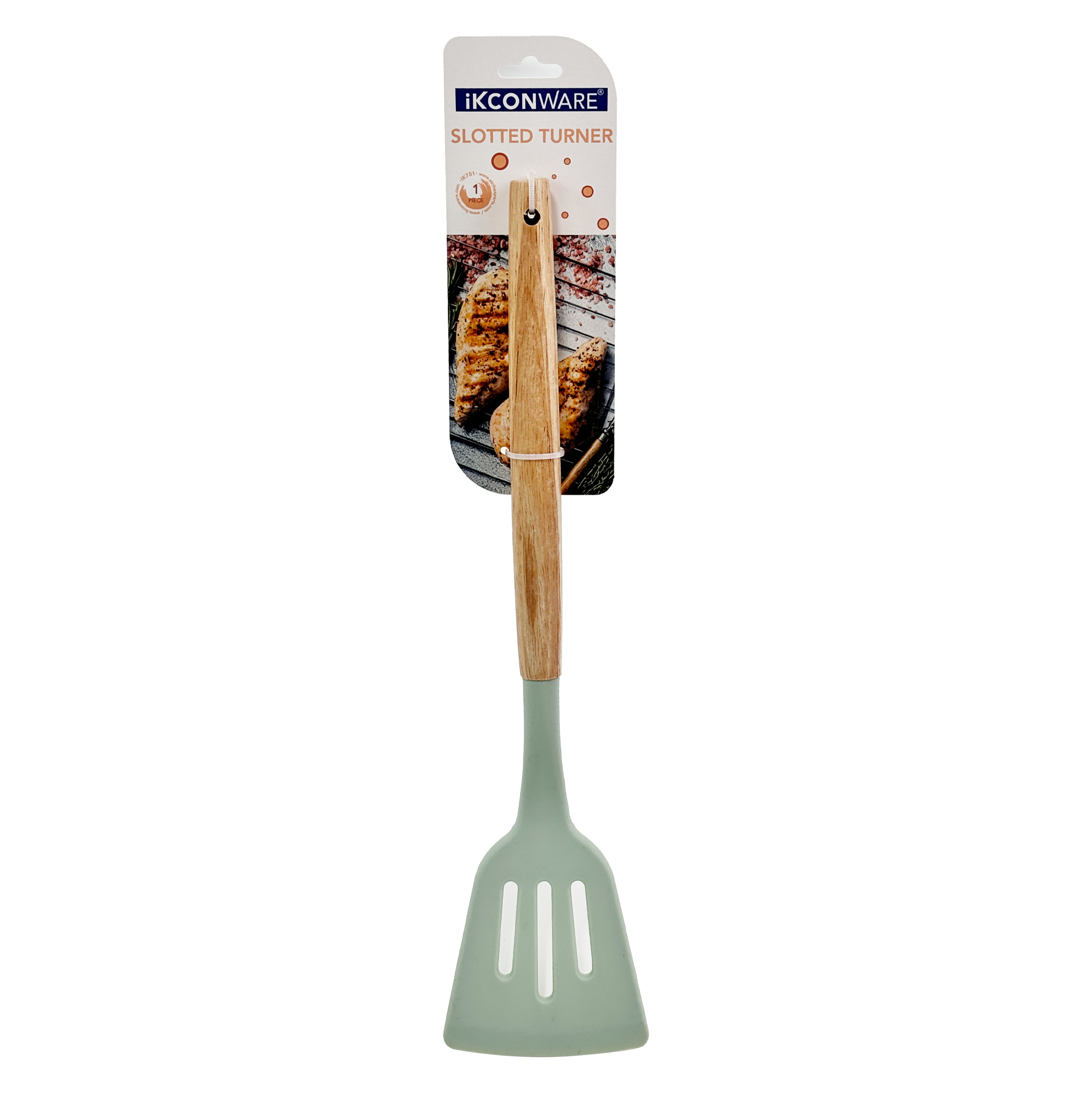 Premium Silicone Slotted Spatula with Wooden Handle