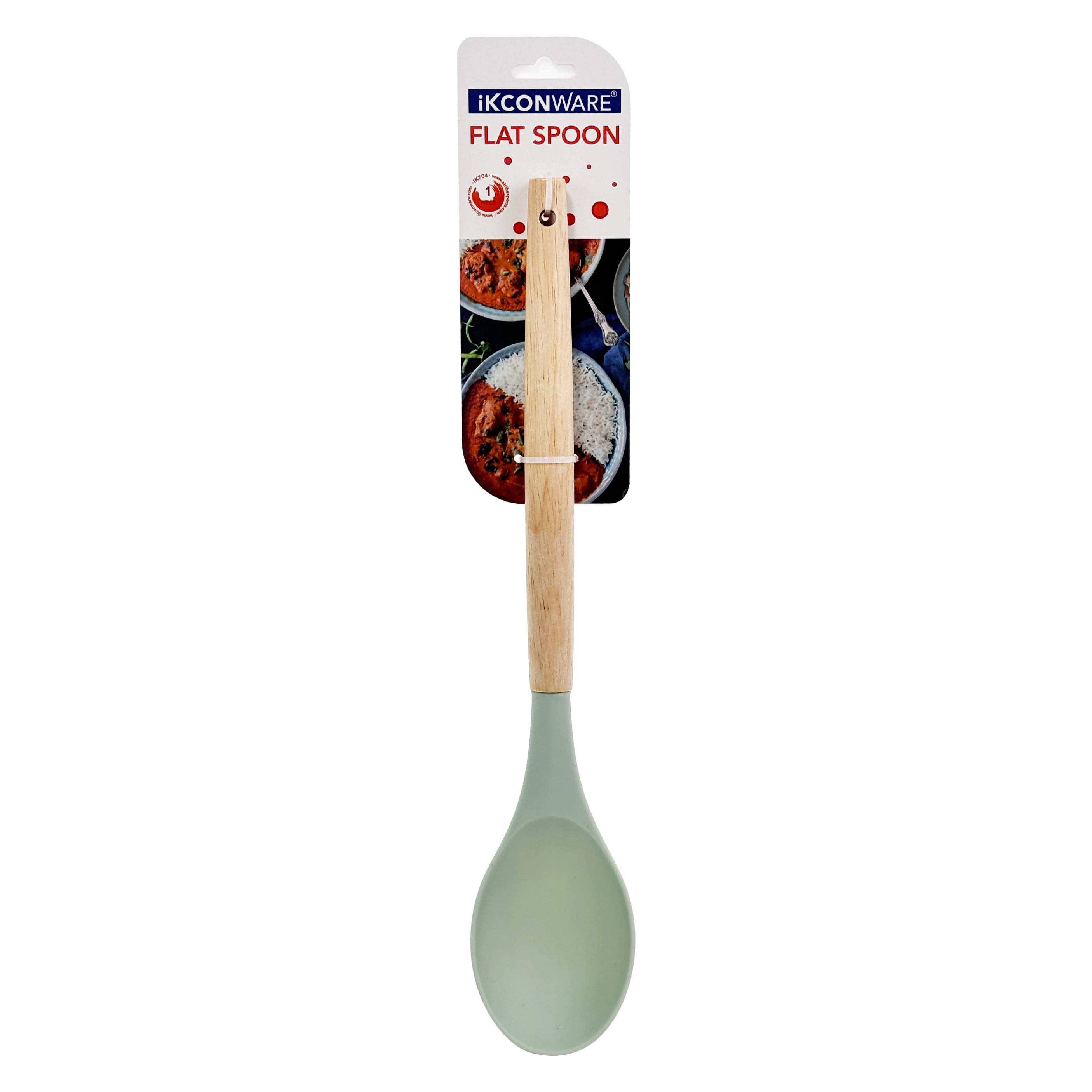 Wooden Handle Silicone Flat Cooking Spoon