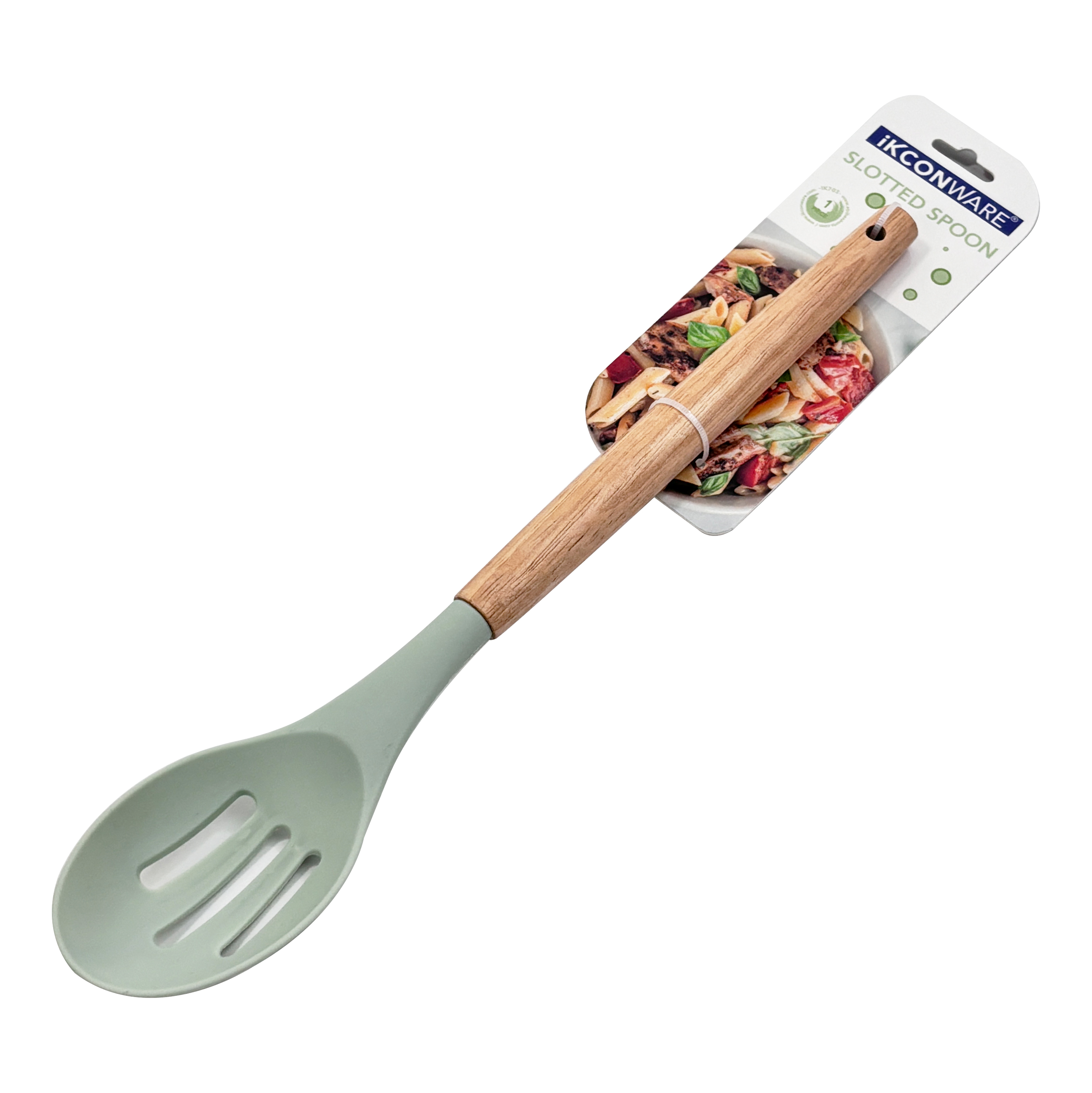 Wooden Handle Silicone Slotted Spoon