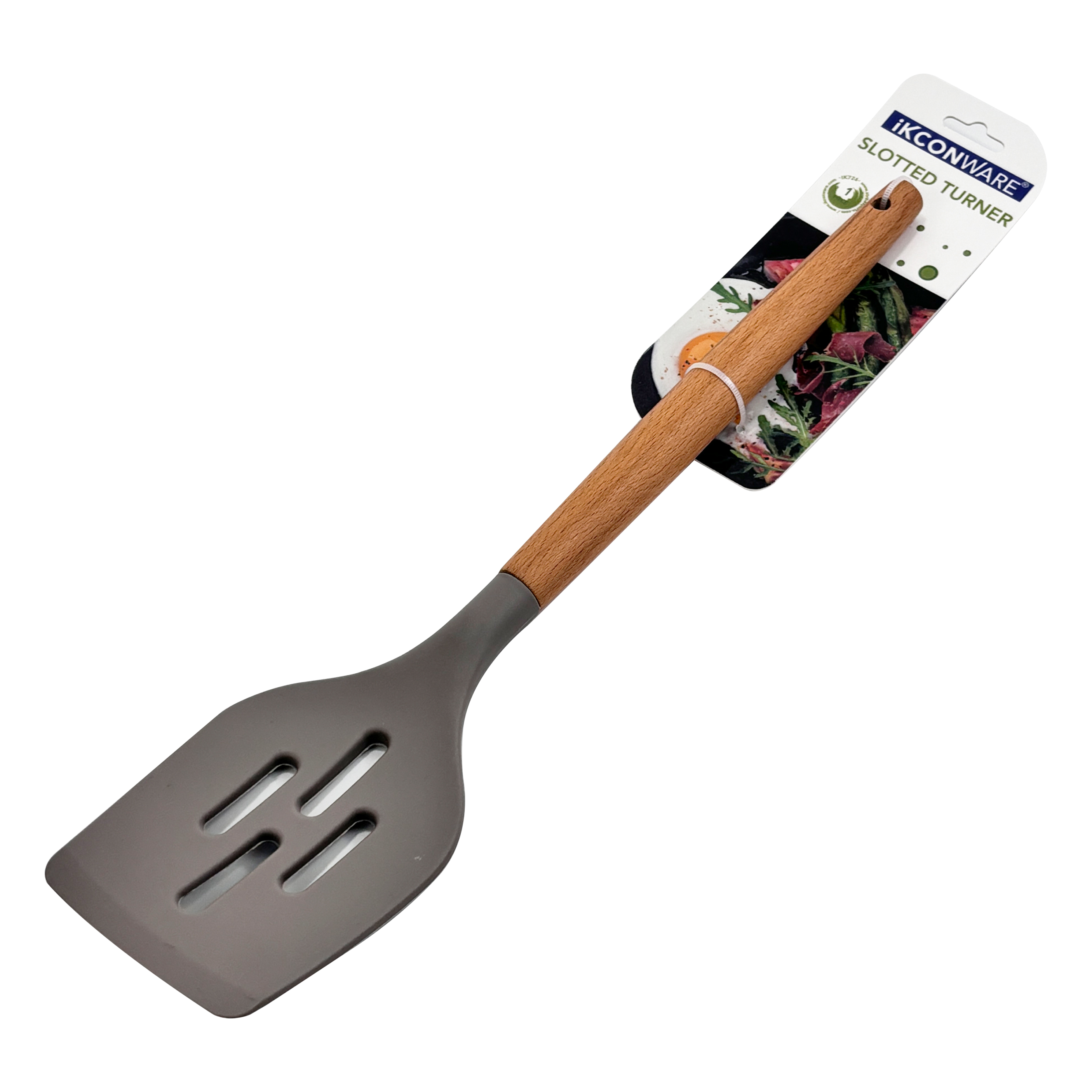 Wooden Handle Silicone Slotted Turner