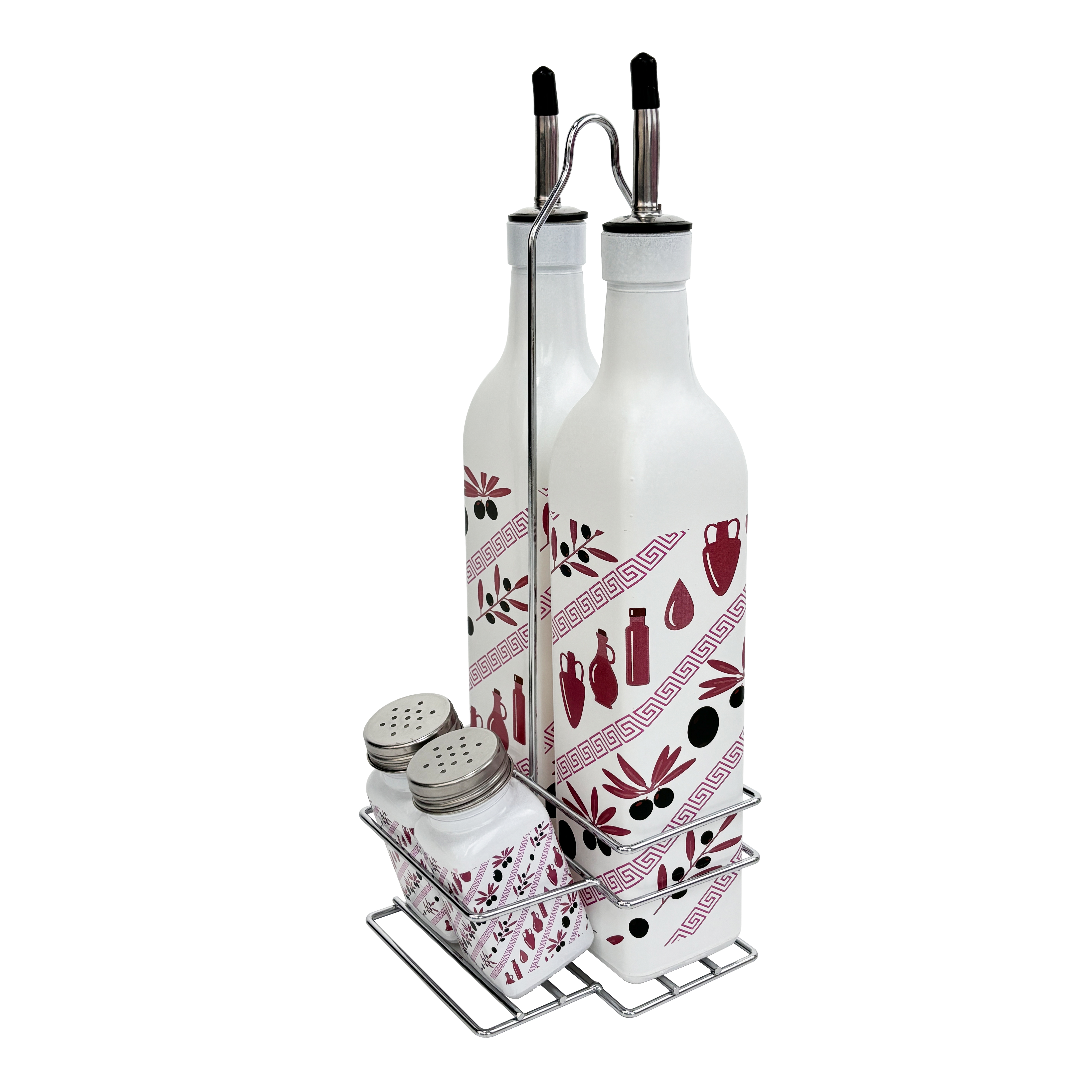 Elegant Glass Oil & Vinegar Cruet Set