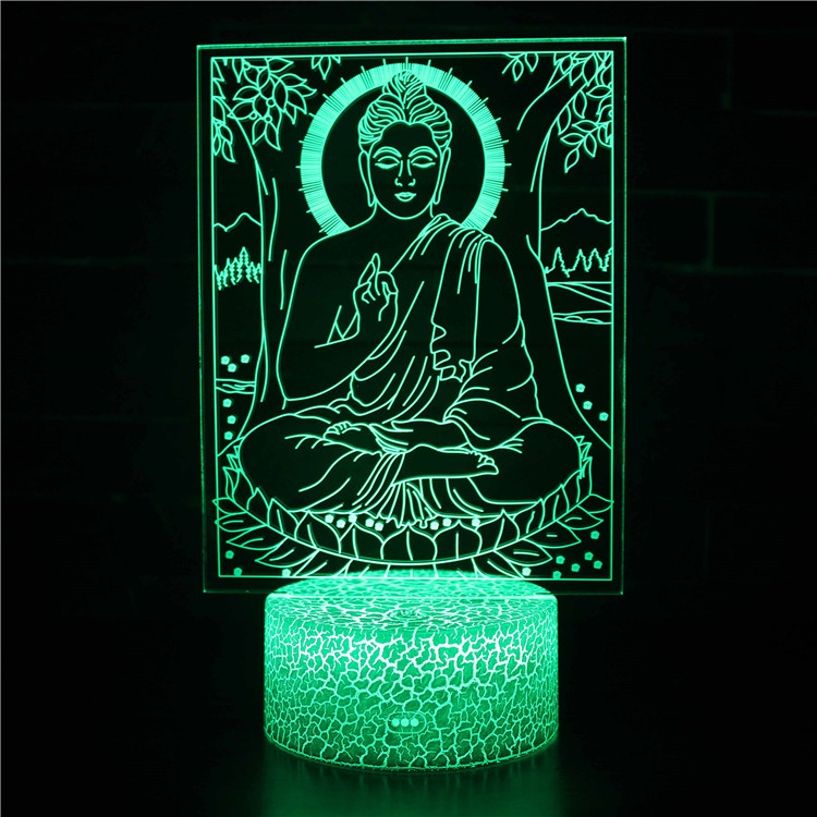 3D Night Stand Light Touch Control Optical Illusion Visualization Hindu Gods Worship Buddha Avatar LED Night Light Lamp 7 Colours Changing Touch Control Night Light Lamp Stand 
