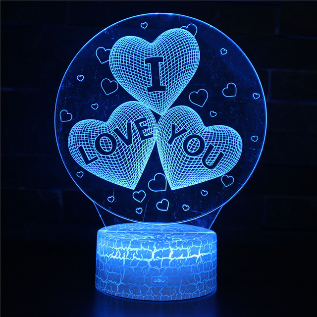 3D Night Light, Touch Control Optical Illusion Visualization Birthday Sign, LED Night Light Lamp 7 Colors Changing Touch Control Night Light Lamp Stand