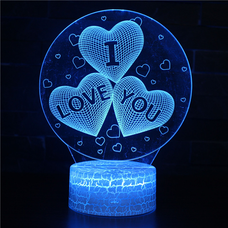 3d Decoration Led Illusion Lamp Touch Control Optical Illusion Visualization Love Sign LED Night Light Lamp
