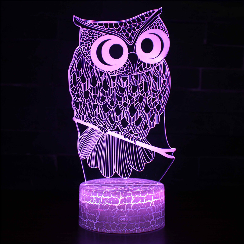 3D Night Stand Light, Touch Control Optical Illusion Visualization Birds Animals, LED Night Light Lamp 7 Colors Changing Touch Control Night Light Lamp Stand