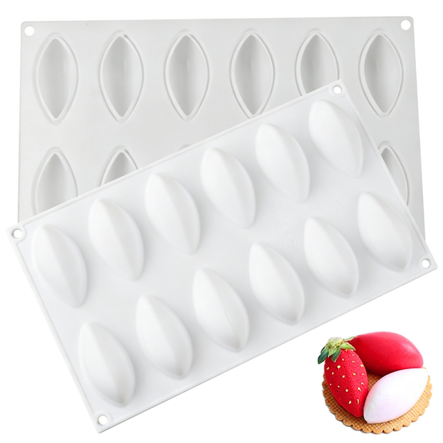 12 Cavity Olive Shaped Silicone Mold, Food Grade Nonstick Baking Tray