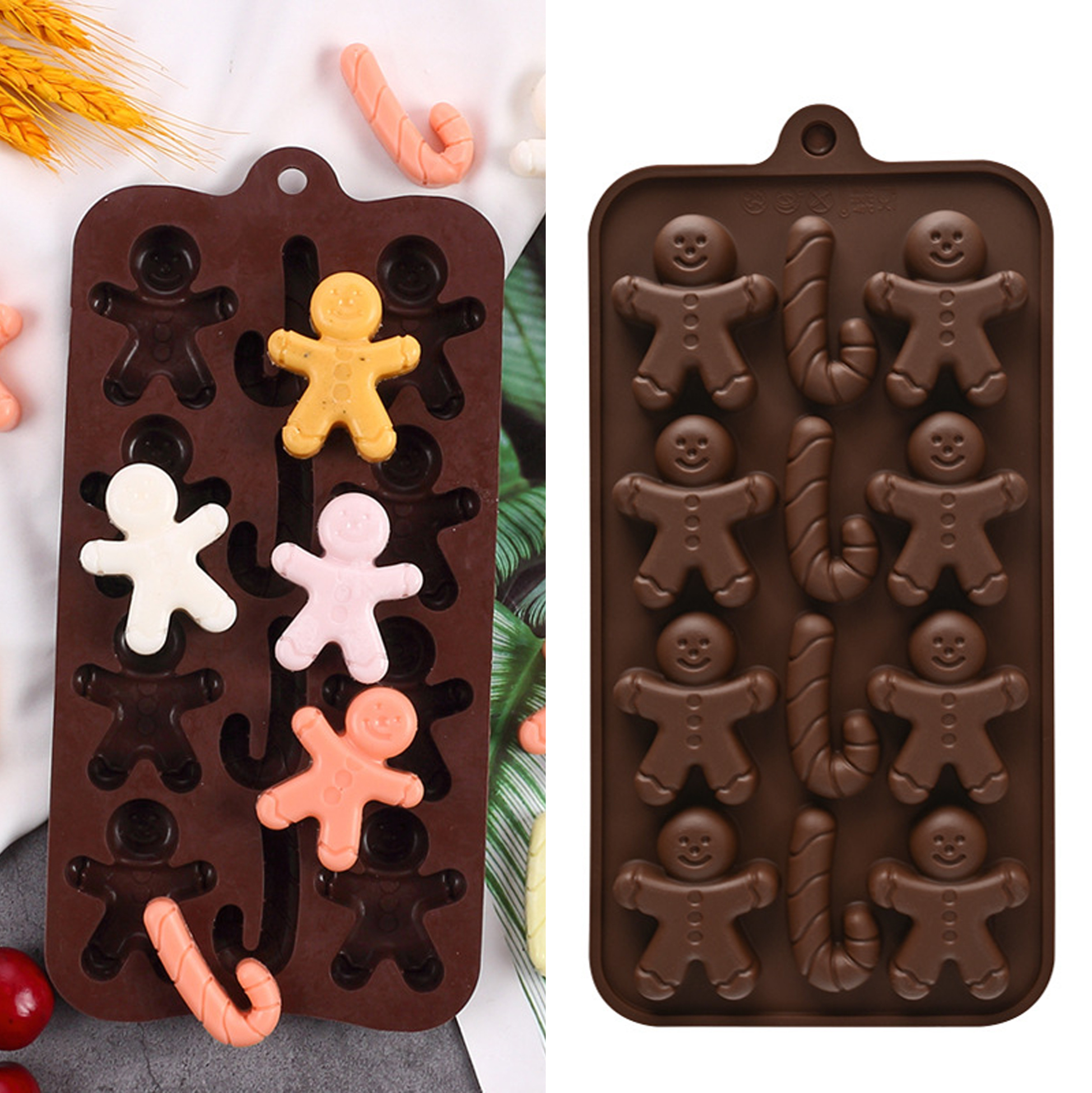 Gingerbread Man and Candy Cane Silicone Baking Mold