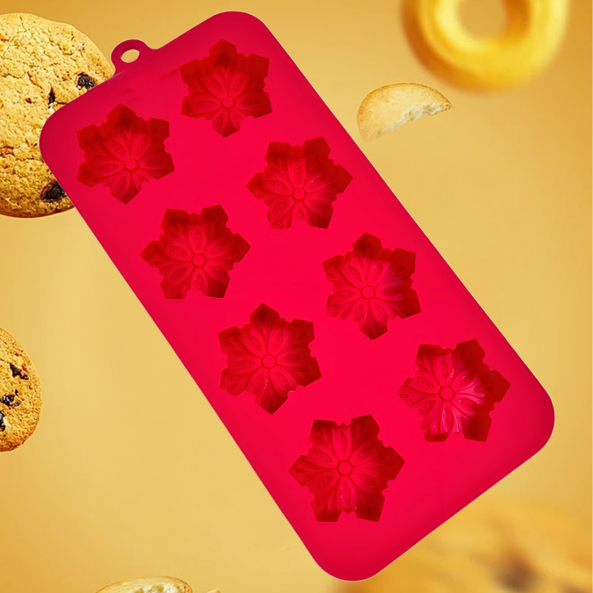 Red Snowflake - shaped Silicone Baking Mold