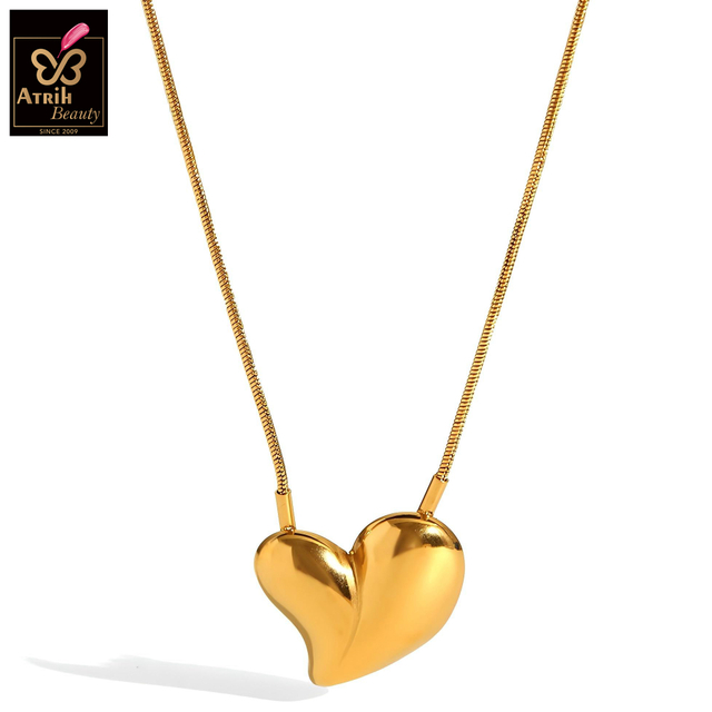 Golden Heart Shaped Pendant Necklace