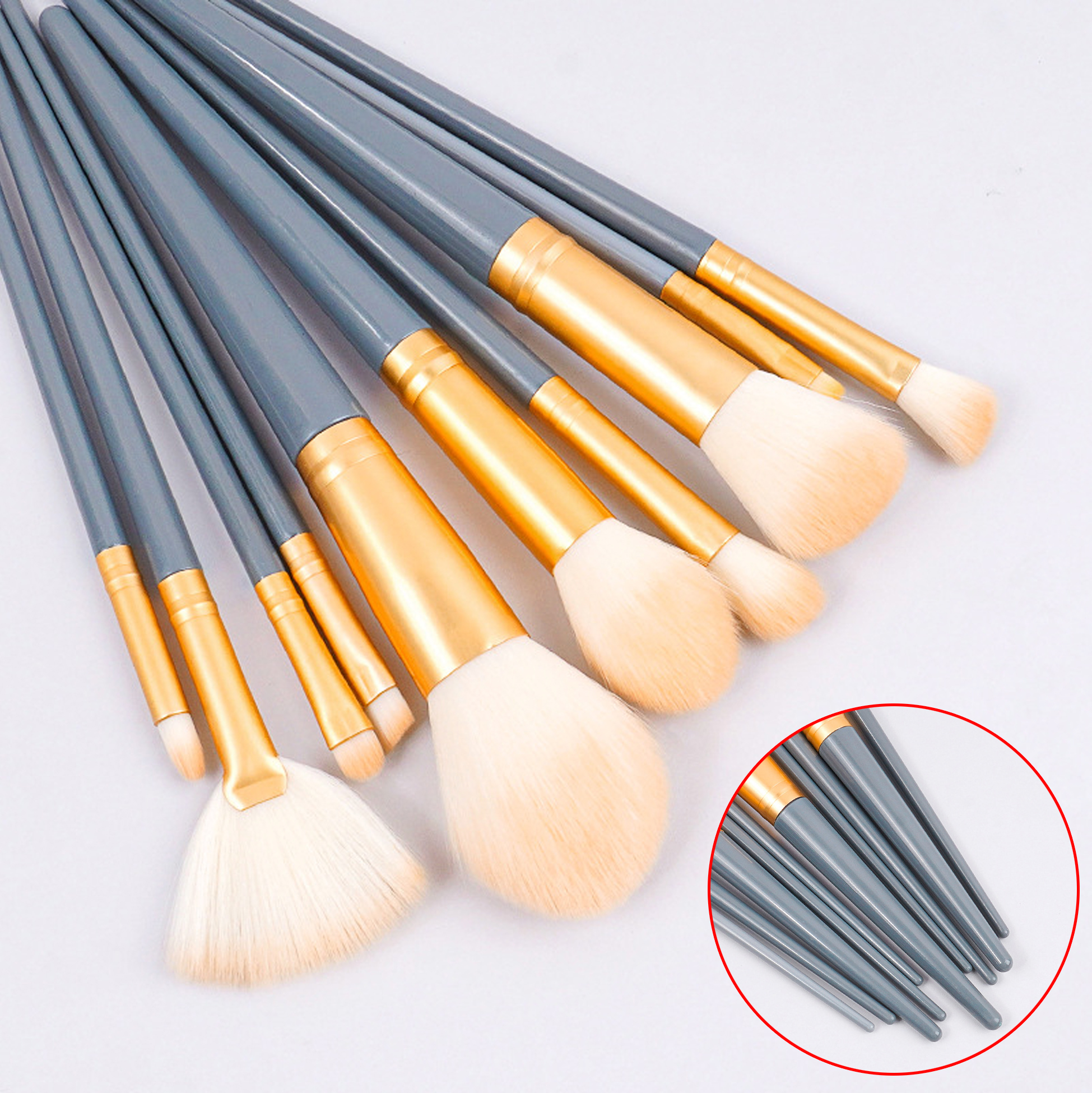 10 Piece Makeup Brush Set for Face And Eyes