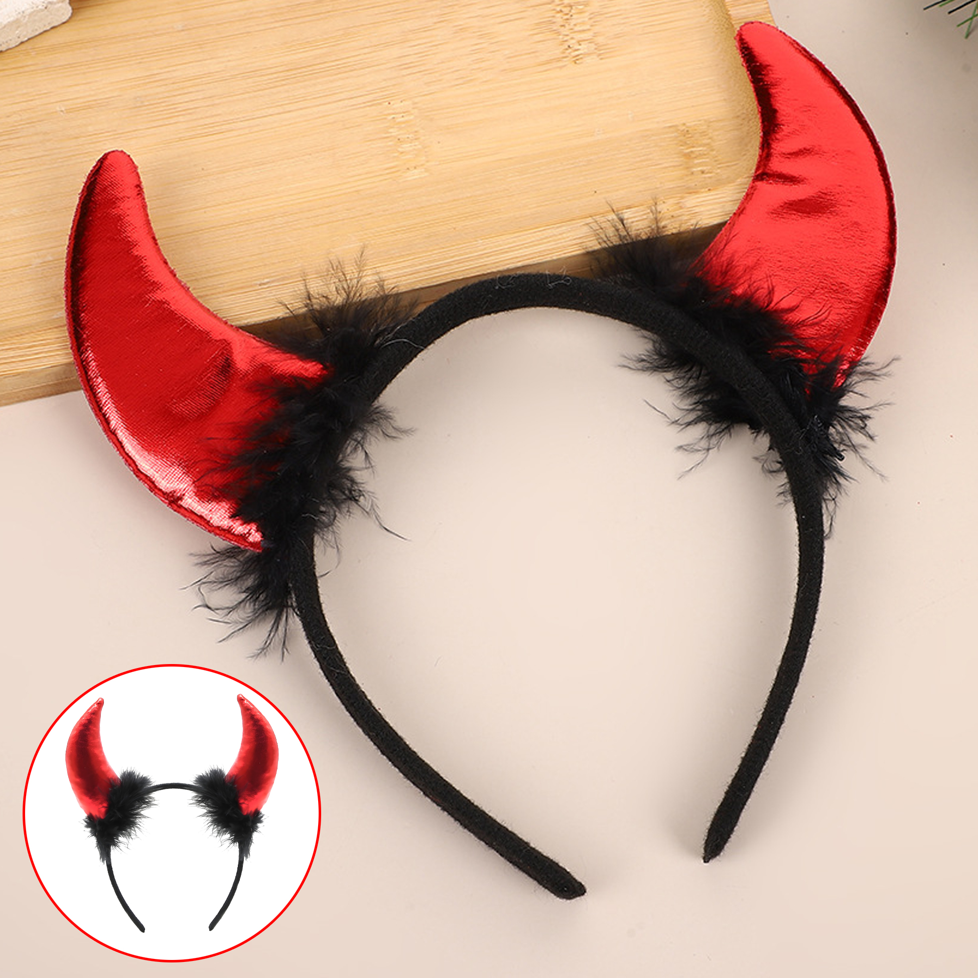 Devil Horns Headband with Furry Base