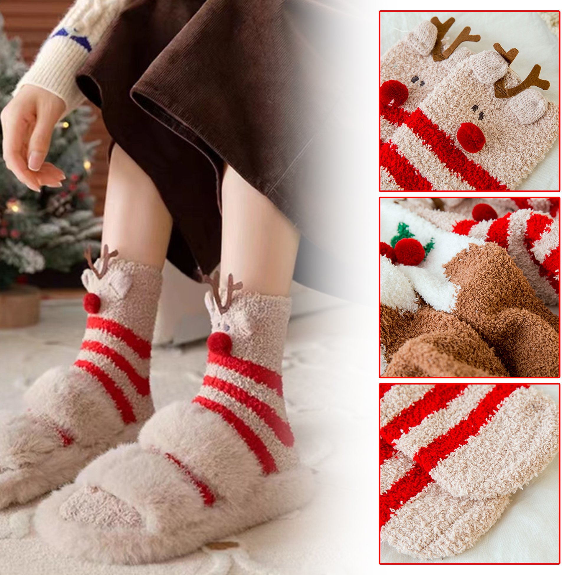 Christmas Themed Fuzzy Socks