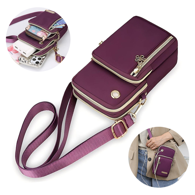 Purple Crossbody Phone Bag with Adjustable Strap
