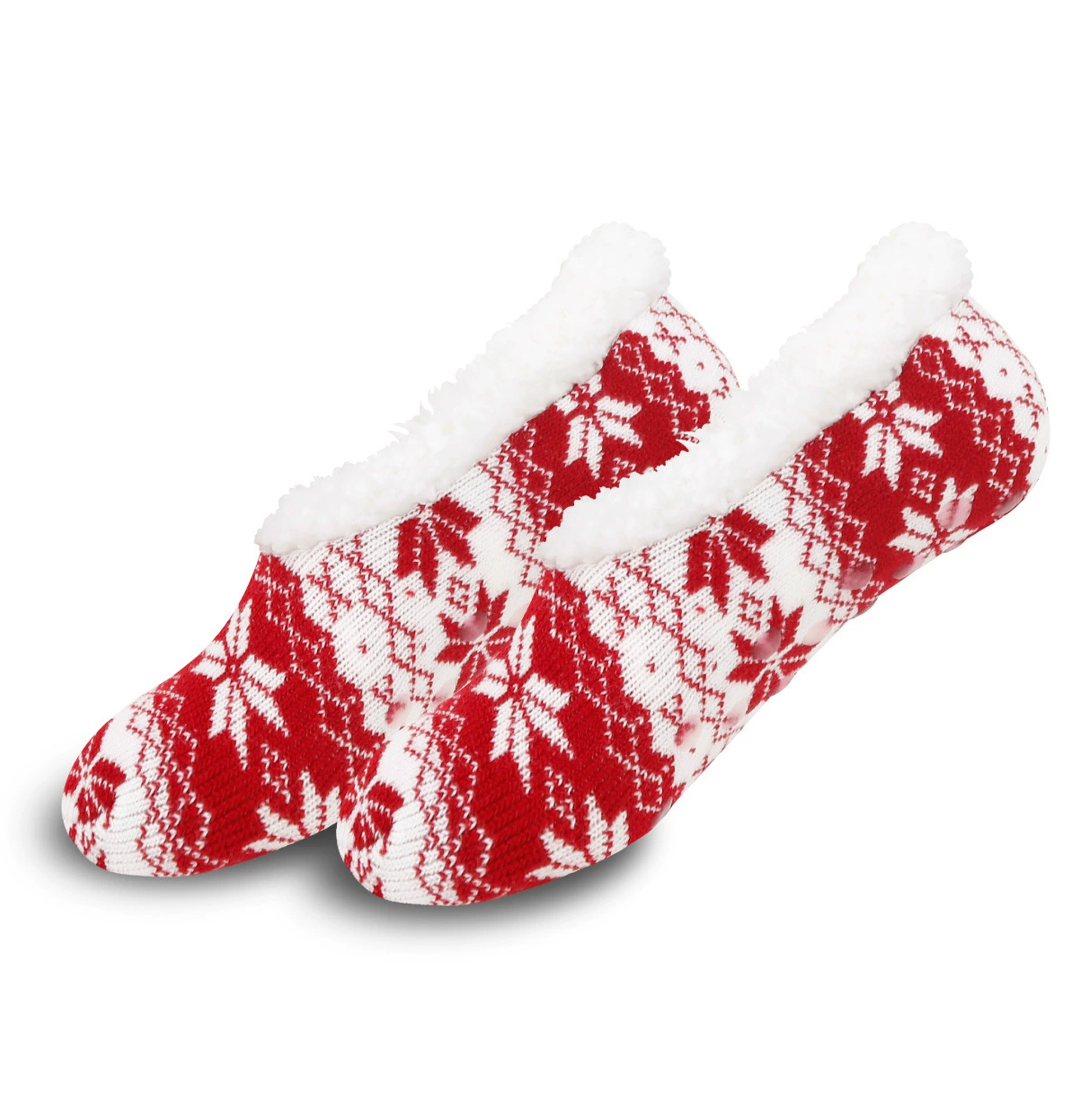 Fuzzy Lined Knit Slipper Socks
