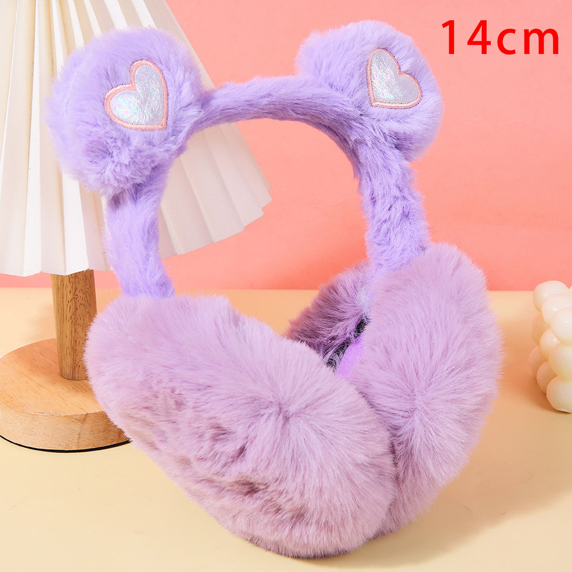 Cute Plush Earmuffs with Heart - shaped Patches