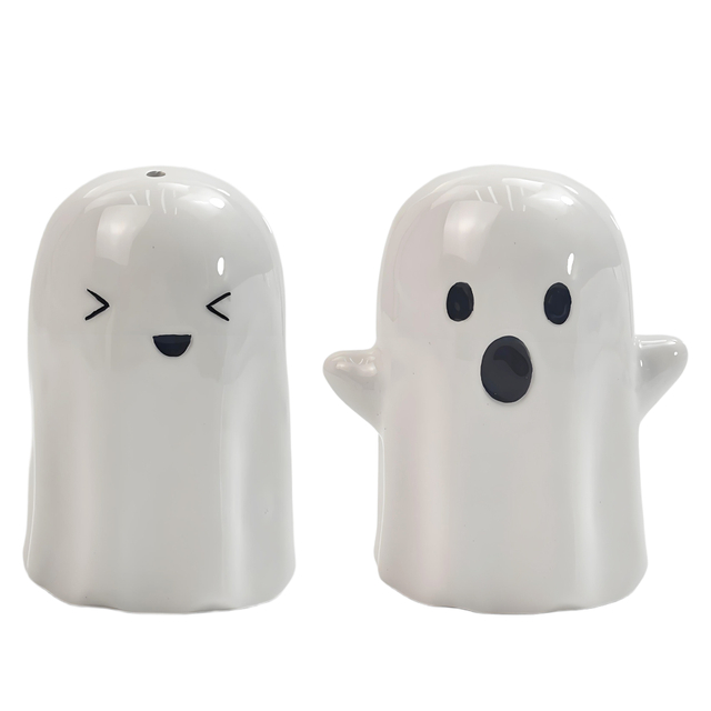 Ghost Shaped Ceramic Salt And Pepper Shakers 