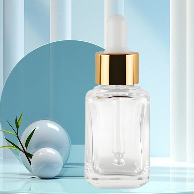 Clear Glass Dropper Bottle with Gold 