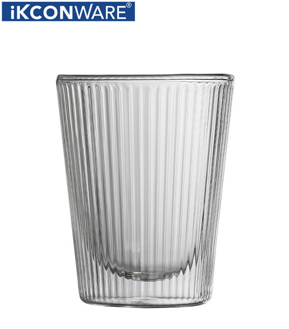 250ml/350ml Double Walled Ribbed Glass Cup