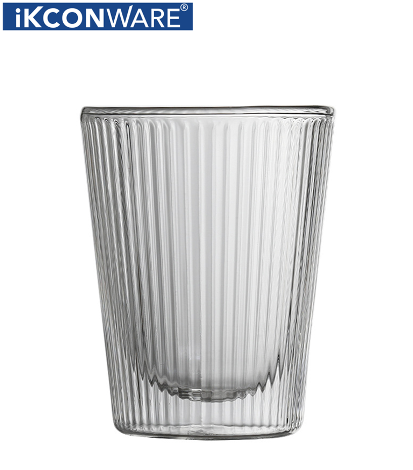 250ml/350ml Double Walled Ribbed Glass Cup