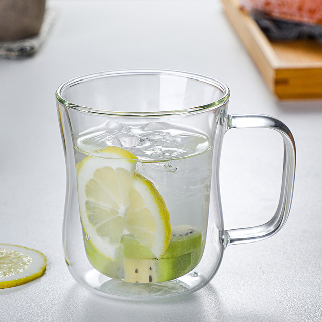 230ml350ml450ml Double Walled Glass Coffee Mug with Handle