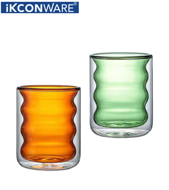 200ml Double Walled Wavy Glass Cup