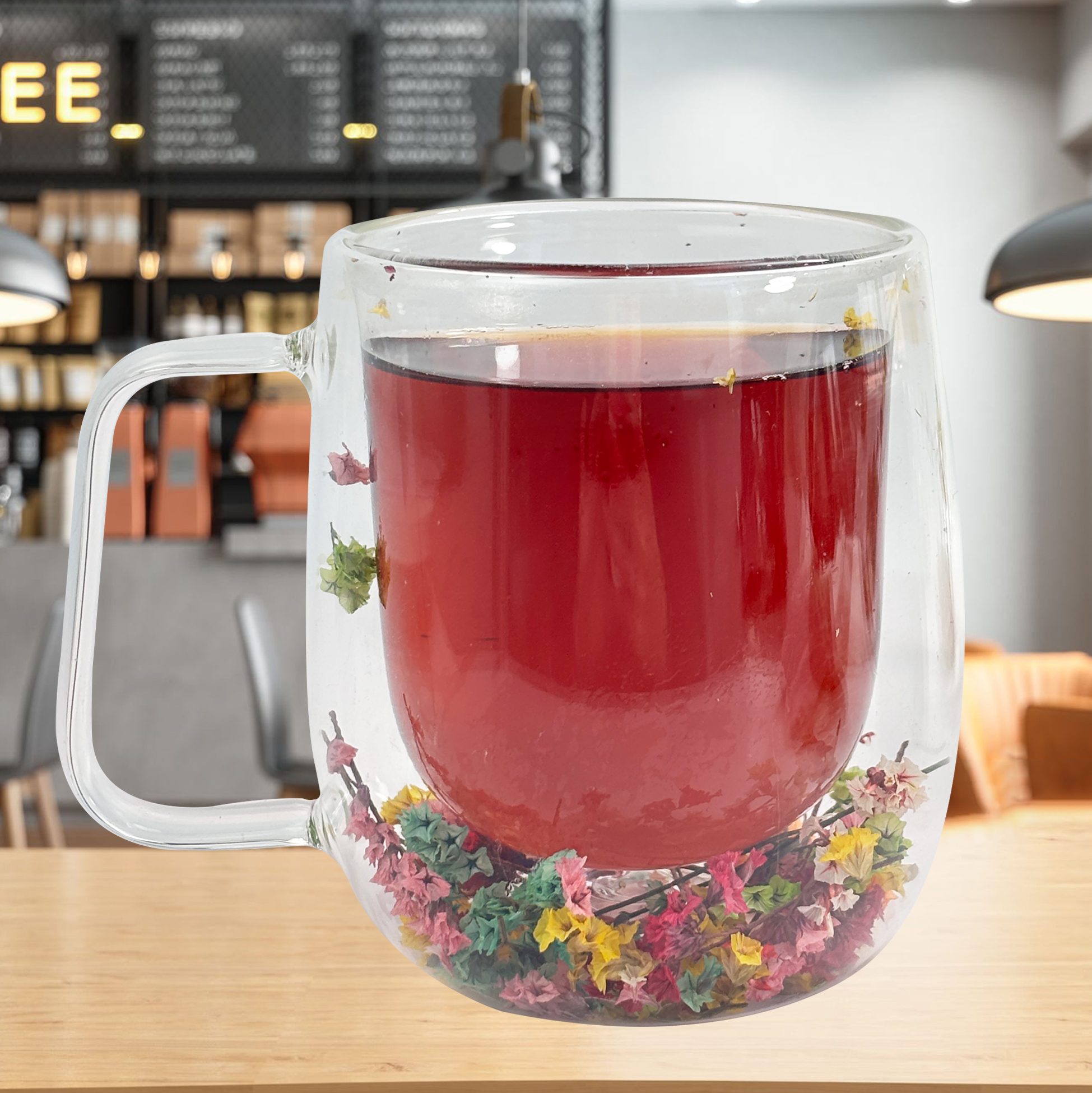 250ml Flower Double Wall Coffee Mugs 