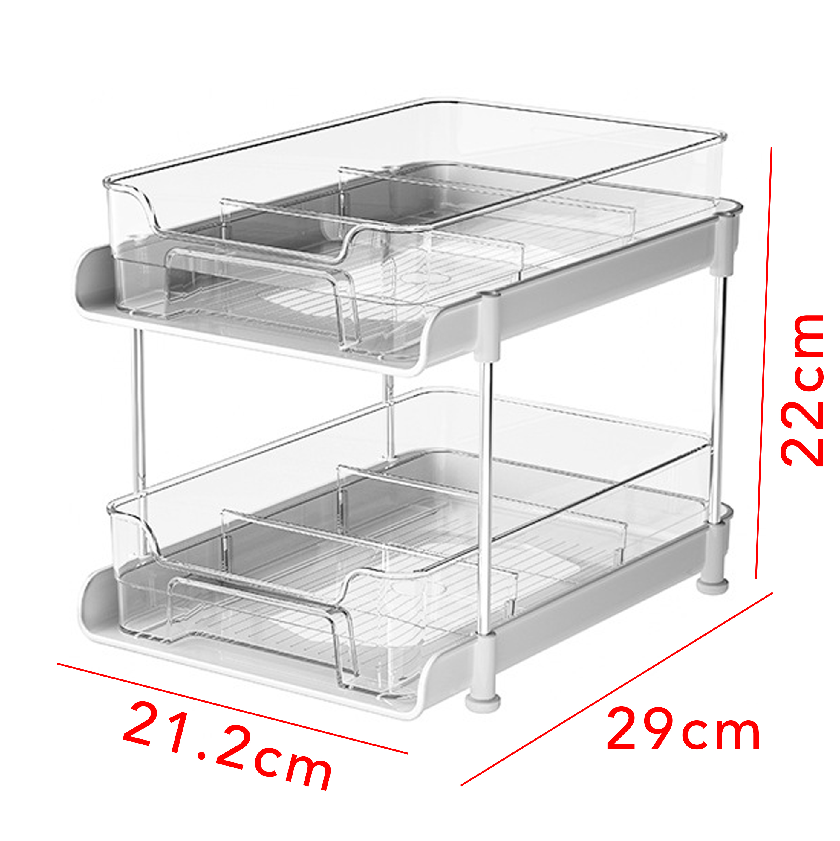 2 - Tier Clear Plastic Slide - Out Cabinet Organizer